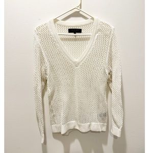 Rag and bone white cotton v neck sweater